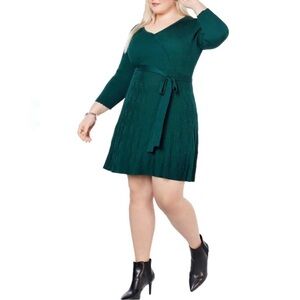NY Collection hunter green fit and flare sweater dress 2X Petite